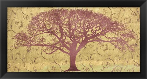 Framed Tree on a Gold Brocade Print