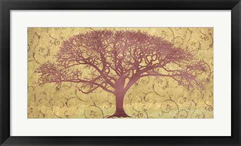 Framed Tree on a Gold Brocade Print