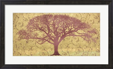 Framed Tree on a Gold Brocade Print