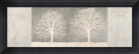 Framed Trees on Grey panel Print