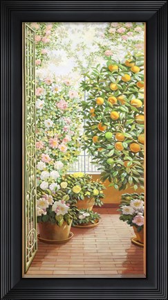 Framed Porta sul Terrazzo Fiorito Print