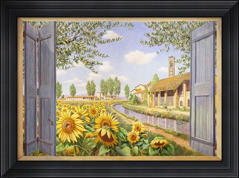 Framed Casolare tra i Girasoli Print