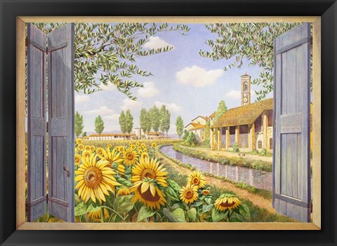 Framed Casolare tra i Girasoli Print