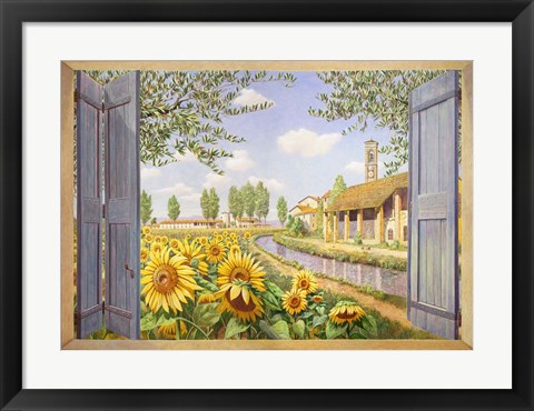 Framed Casolare tra i Girasoli Print