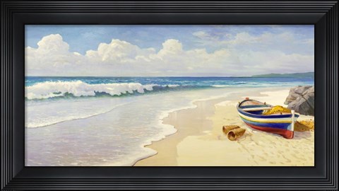 Framed Onde Sulla Spiaggia Print