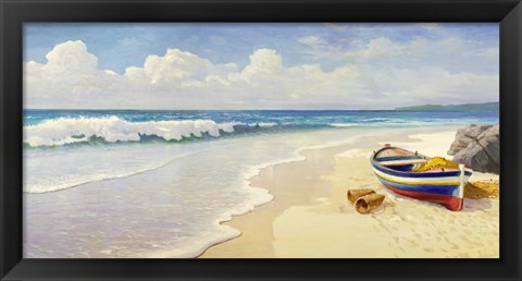 Framed Onde Sulla Spiaggia Print