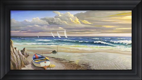 Framed Tramonto Sulla Battigia Print