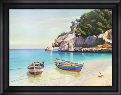 Framed Barche Nella Caletta, Sardegna Print
