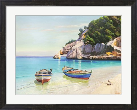 Framed Barche Nella Caletta, Sardegna Print
