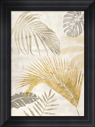Framed Palm Leaves Gold II Print