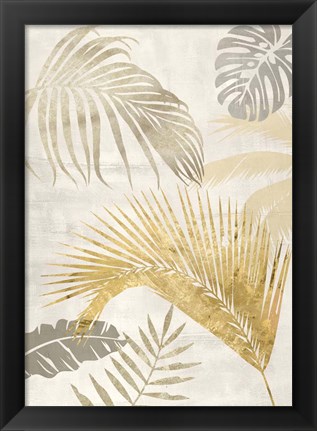 Framed Palm Leaves Gold II Print