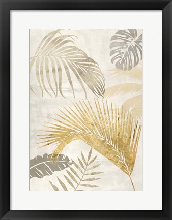 Framed Palm Leaves Gold II Print