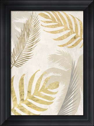 Framed Palm Leaves Gold III Print