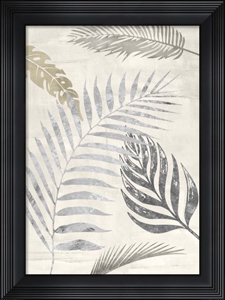 Framed Palm Leaves Silver I Print