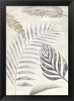 Framed Palm Leaves Silver I Print