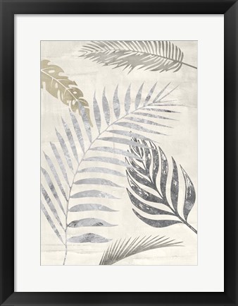 Framed Palm Leaves Silver I Print