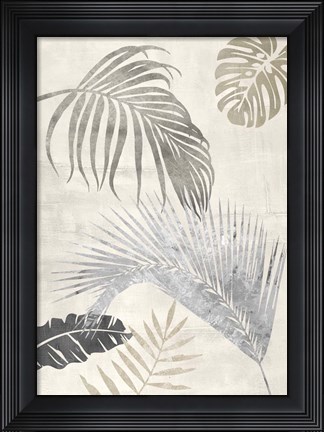 Framed Palm Leaves Silver II Print