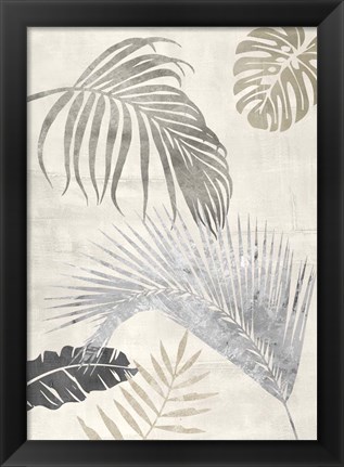 Framed Palm Leaves Silver II Print