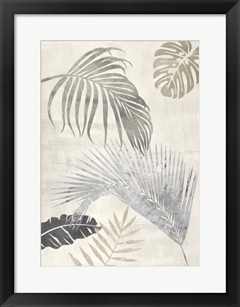 Framed Palm Leaves Silver II Print