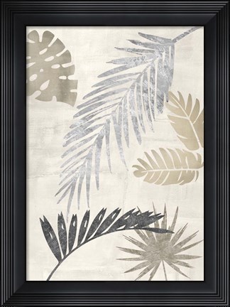 Framed Palm Leaves Silver III Print