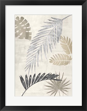 Framed Palm Leaves Silver III Print