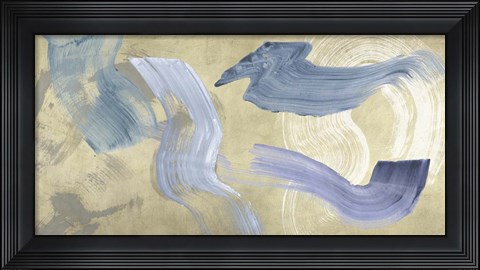 Framed Blue Waves on Gold Print