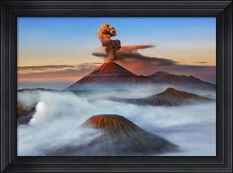 Framed Semeru, Bromo, Batok Volcanoes, Java, Indonesia Print