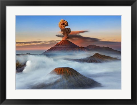 Framed Semeru, Bromo, Batok Volcanoes, Java, Indonesia Print