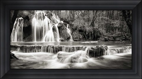 Framed Waterfall in a forest (BW) Print