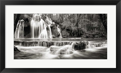 Framed Waterfall in a forest (BW) Print