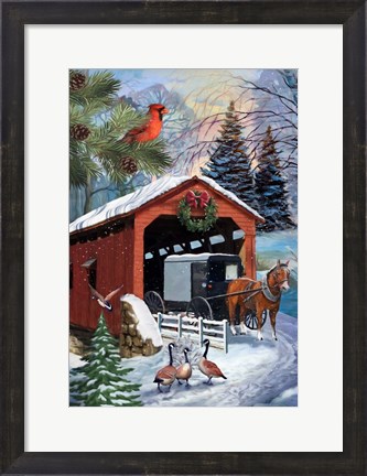 Framed Snowy Ride -Vertical Print