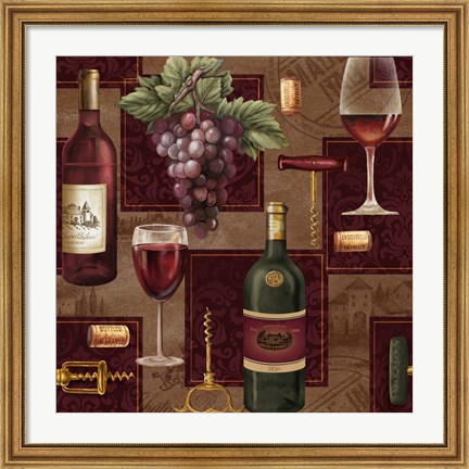 Framed Elegant Wine Repeat Print