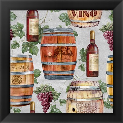 Framed Wine Barrel Repeat Print