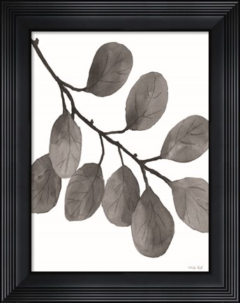 Framed Leaves in Gray I Print