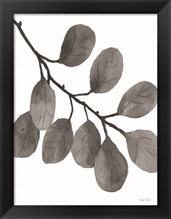 Framed Leaves in Gray I Print