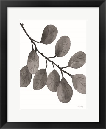 Framed Leaves in Gray I Print