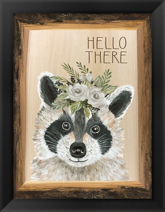 Framed Hello There Raccoon Print