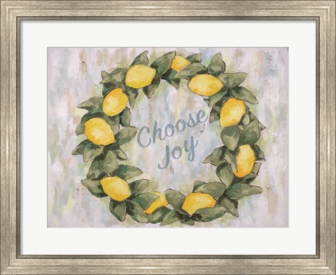Framed Choose Joy Lemon Wreath Print