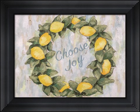 Framed Choose Joy Lemon Wreath Print