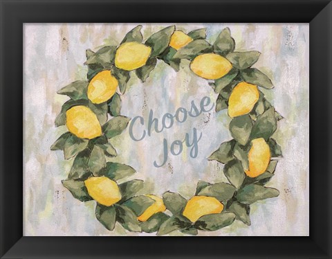 Framed Choose Joy Lemon Wreath Print