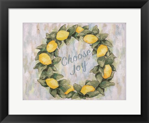 Framed Choose Joy Lemon Wreath Print