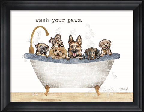 Framed Wash Your Paws Print