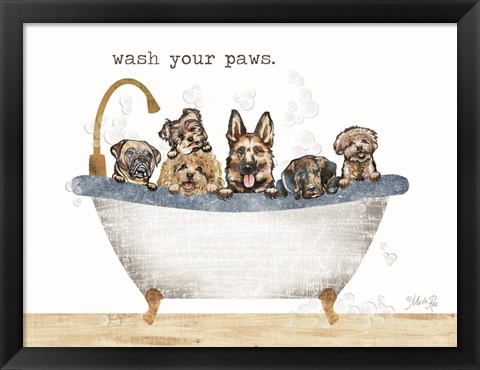 Framed Wash Your Paws Print