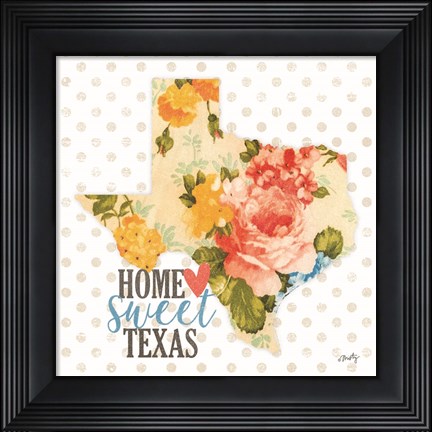 Framed Home Sweet Texas Floral Print