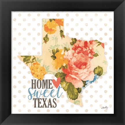 Framed Home Sweet Texas Floral Print