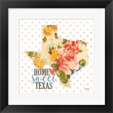 Framed Home Sweet Texas Floral Print