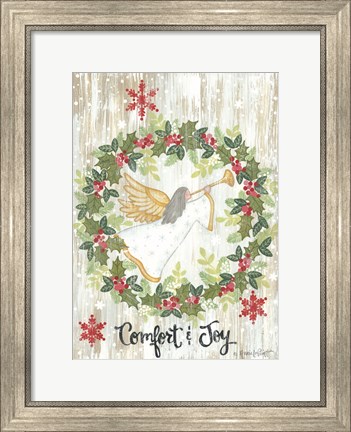 Framed Comfort &amp; Joy Wreath Print