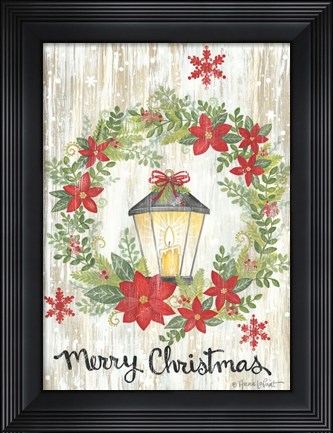 Framed Merry Christmas Wreath Print