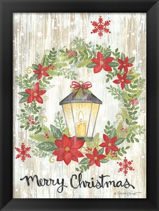 Framed Merry Christmas Wreath Print