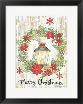 Framed Merry Christmas Wreath Print